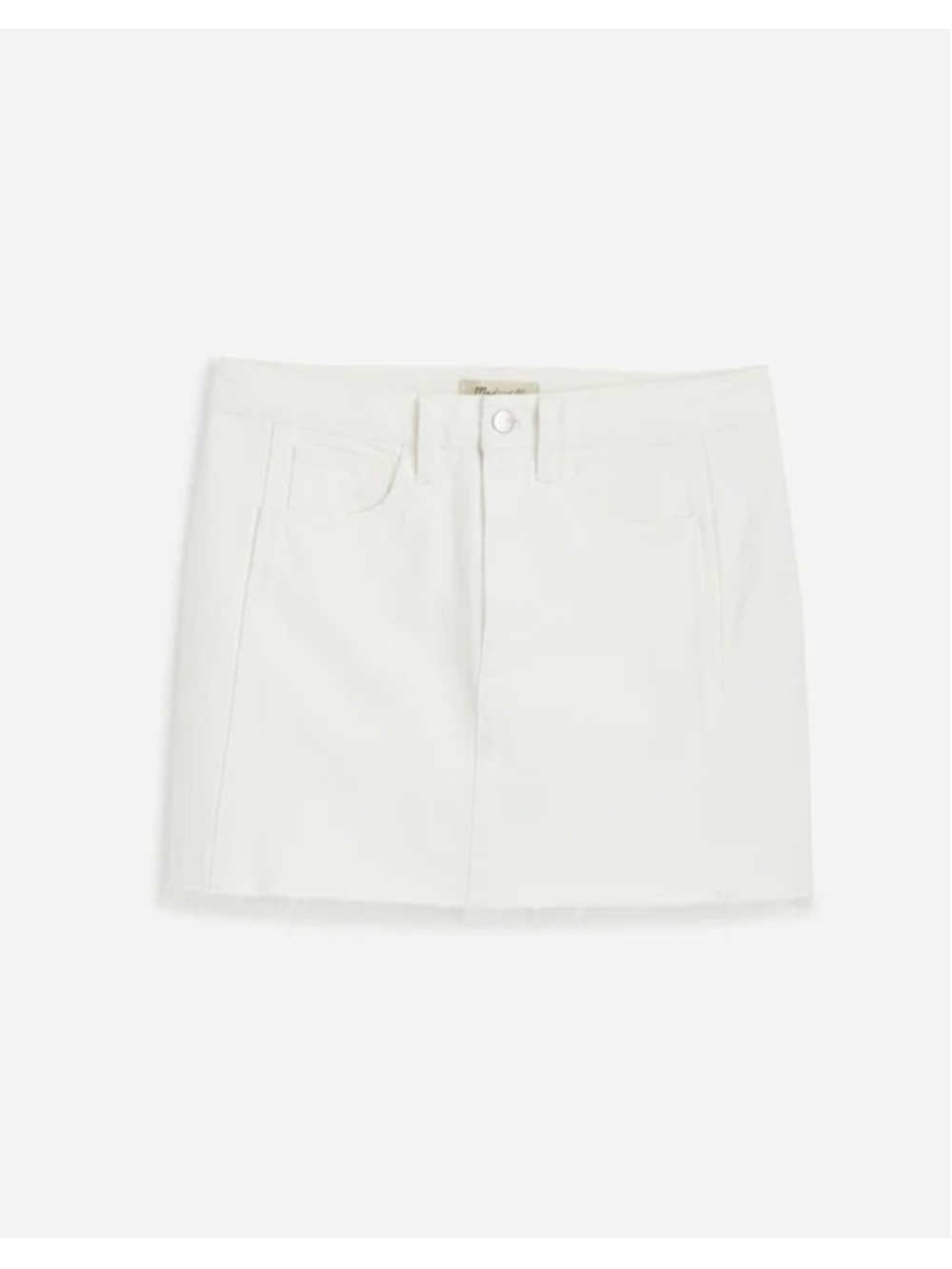 NWT Madewell Raw-Hem Mini Skirt in Pure White size 27 in white NV358